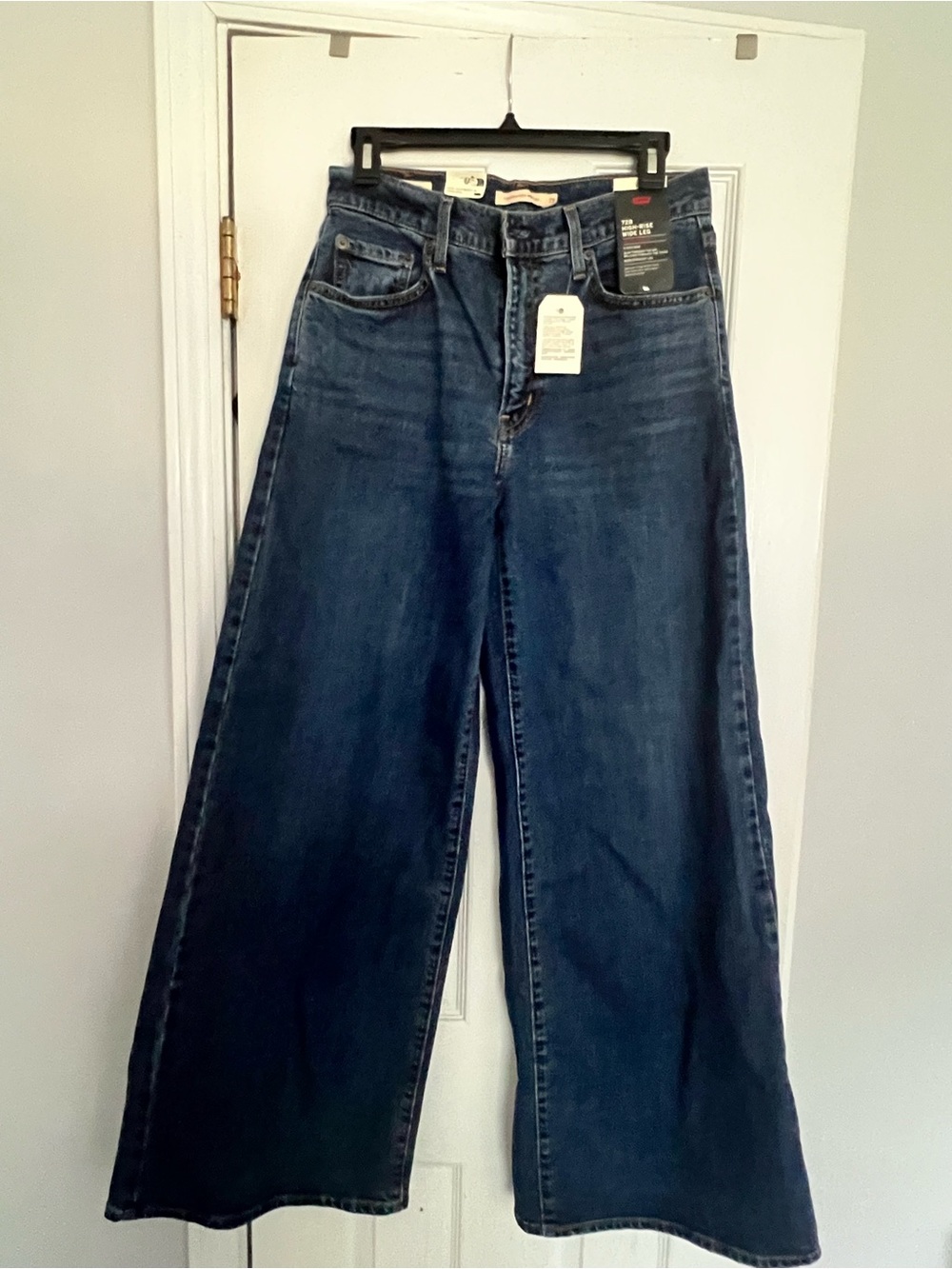 Levi's 728 High Rise Wide-Leg Dark Blue Denim Jeans